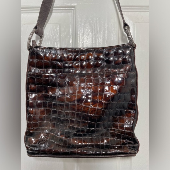 Brighton Brown Shoulder Bag with Crocodile Texture - Picture 11 of 11